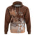 Personalised Bula Fiji Zip Hoodie Fijian Masi Pattern With Brown Coat Of Arms LT05 Pullover Hoodie Brown - Polynesian Pride