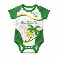 Custom Tailevu Rugby Baby Onesie Fiji Tapa Pattern LT05 Green - Polynesian Pride