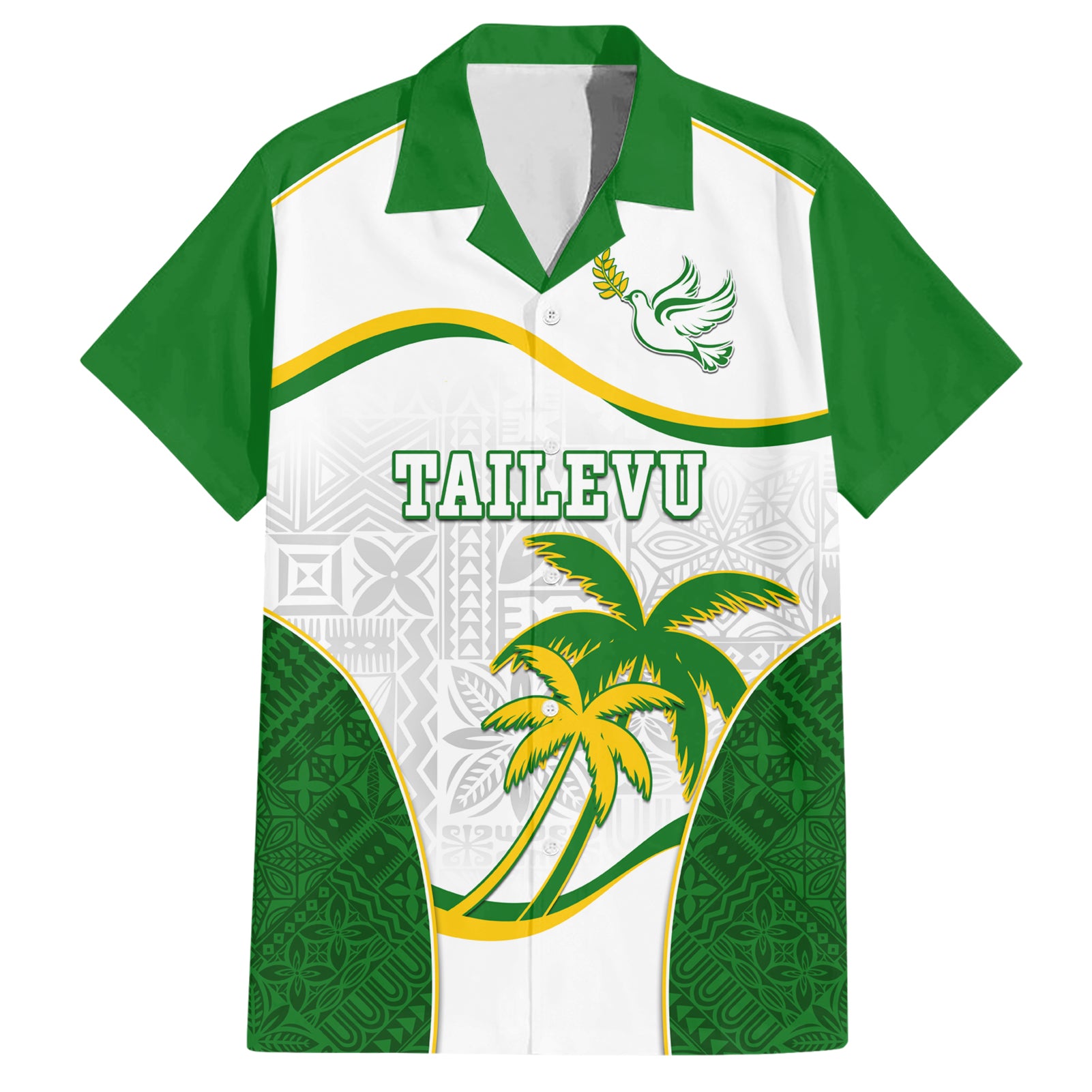 Custom Tailevu Rugby Hawaiian Shirt Fiji Tapa Pattern LT05 Green - Polynesian Pride