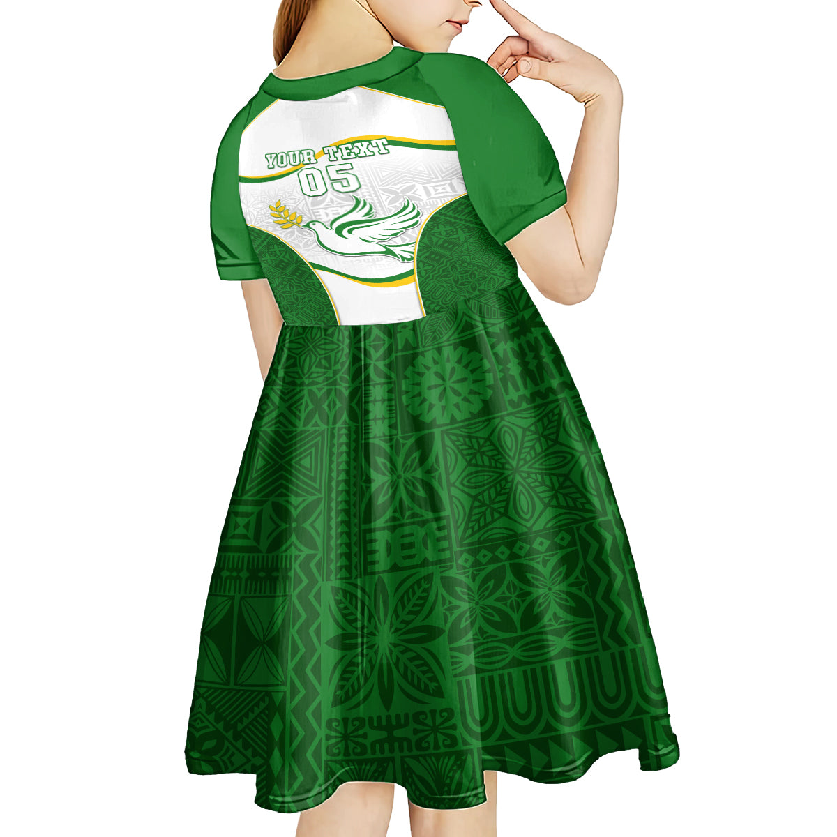 Custom Tailevu Rugby Kid Short Sleeve Dress Fiji Tapa Pattern LT05 - Polynesian Pride