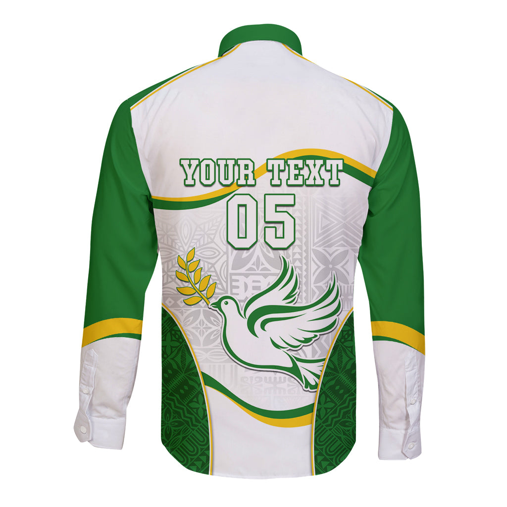 Custom Tailevu Rugby Long Sleeve Button Shirt Fiji Tapa Pattern LT05 - Polynesian Pride