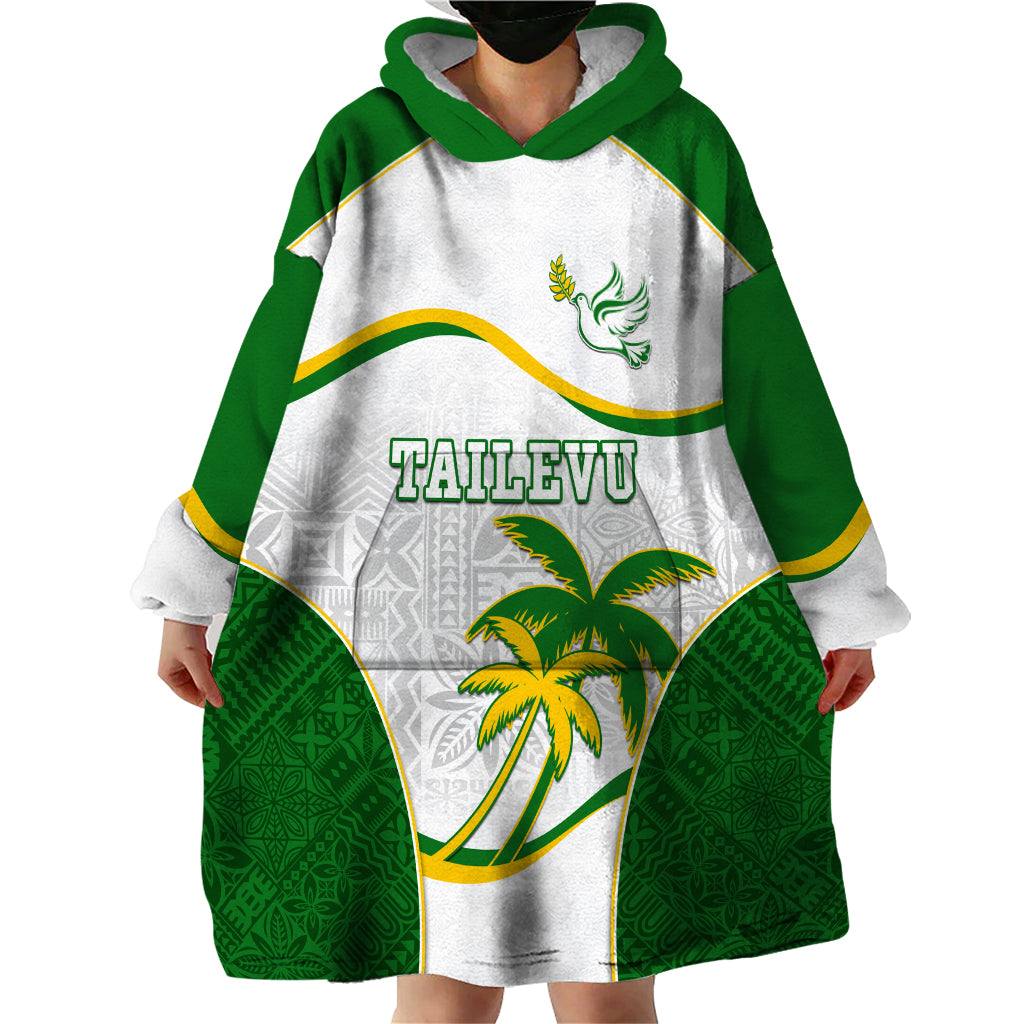 Custom Tailevu Rugby Wearable Blanket Hoodie Fiji Tapa Pattern LT05 - Polynesian Pride