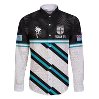 Custom Fiji Rugby Family Matching Tank Maxi Dress and Hawaiian Shirt Fijian 7s With Tapa Pattern LT05 Dad's Shirt - Long Sleeve White - Polynesian Pride