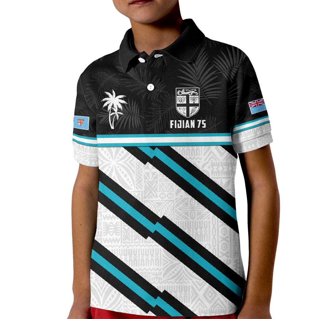 Custom Fiji Rugby Kid Polo Shirt Fijian 7s With Tapa Pattern LT05 Kid White - Polynesian Pride