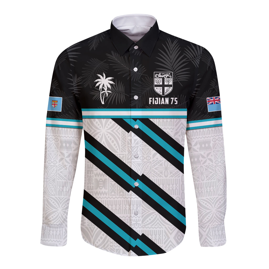 Custom Fiji Rugby Long Sleeve Button Shirt Fijian 7s With Tapa Pattern LT05 Unisex White - Polynesian Pride