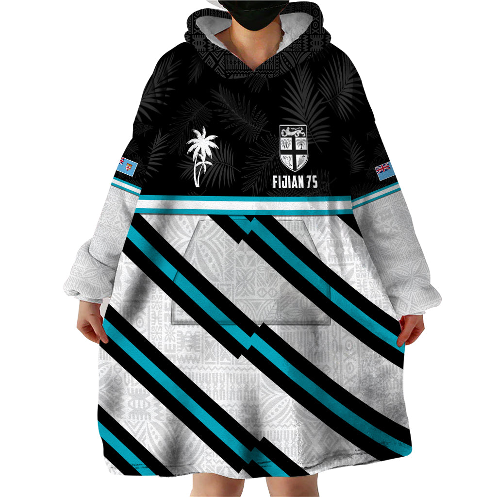 Custom Fiji Rugby Wearable Blanket Hoodie Fijian 7s With Tapa Pattern LT05 - Polynesian Pride