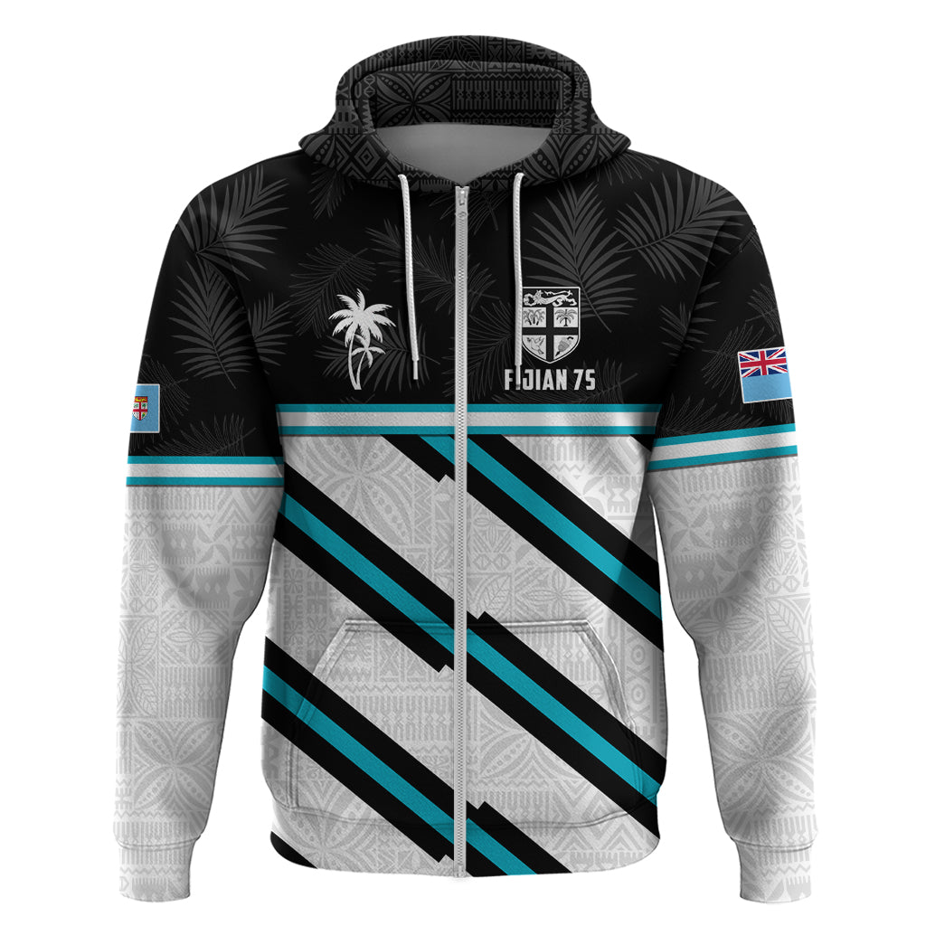 Custom Fiji Rugby Zip Hoodie Fijian 7s With Tapa Pattern LT05 Zip Hoodie White - Polynesian Pride