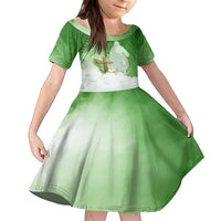 Happy Palm Sunday Kid Short Sleeve Dress With Polynesian Pattern LT05 KID Green - Polynesian Pride
