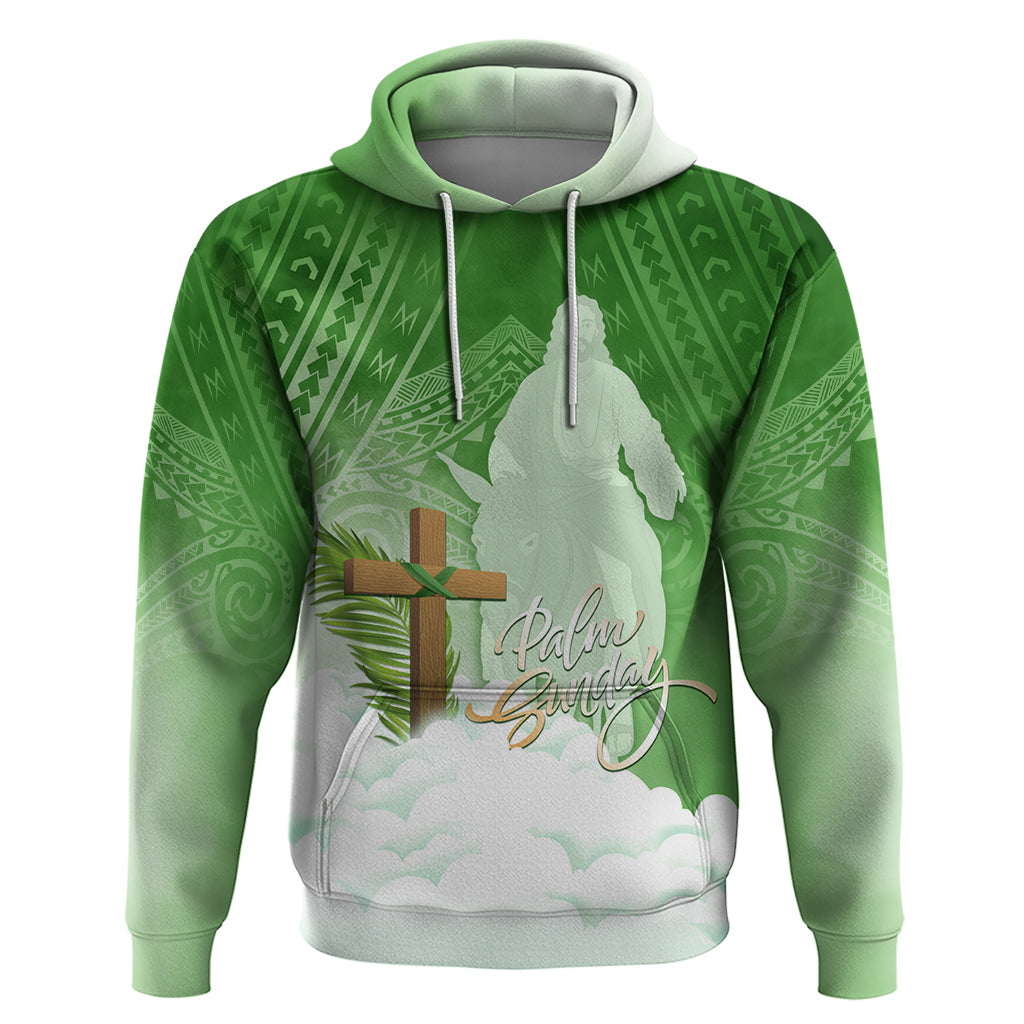 Happy Palm Sunday Zip Hoodie With Polynesian Pattern LT05 Pullover Hoodie Green - Polynesian Pride