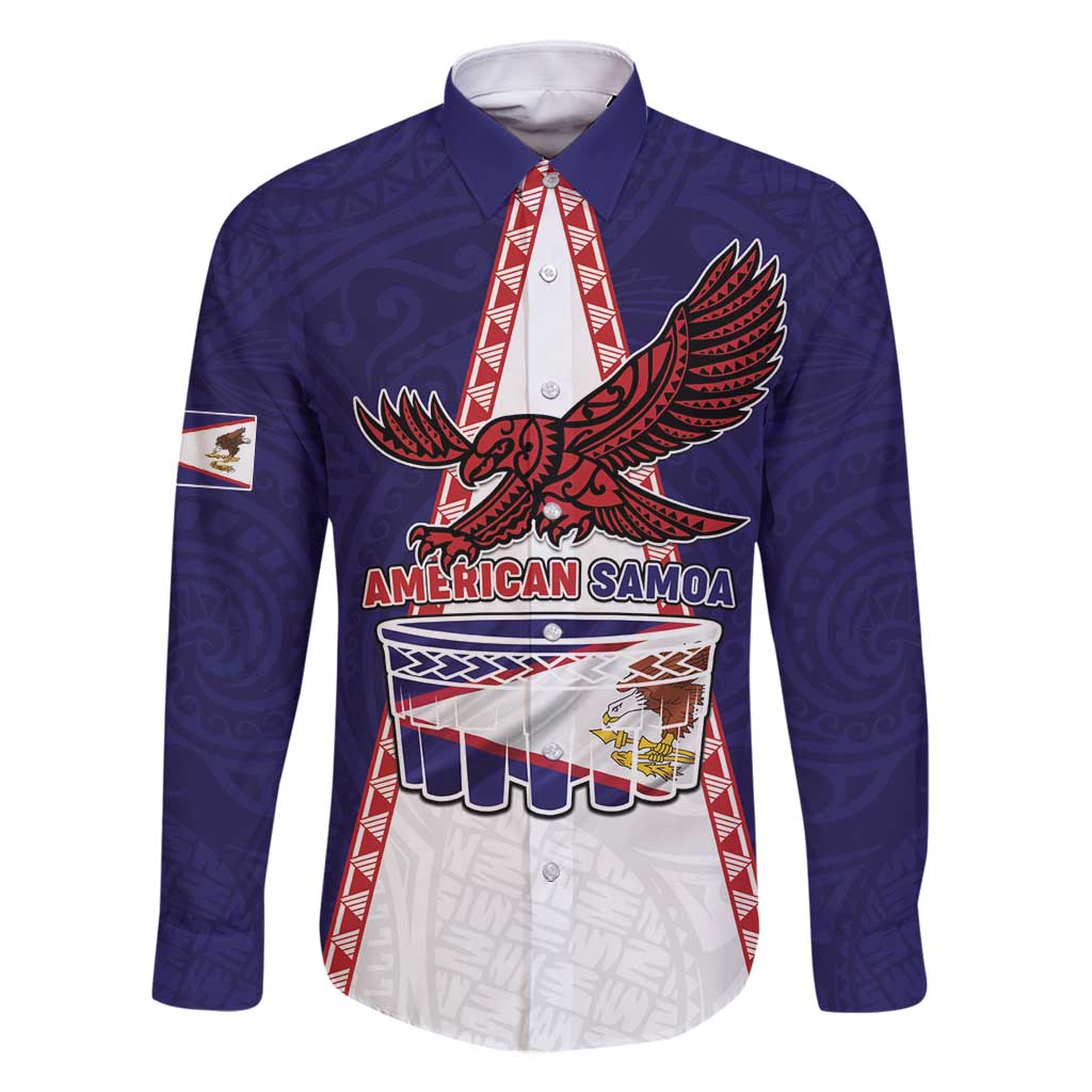 Personalised American Samoa Flag Day Family Matching Long Sleeve Bodycon Dress and Hawaiian Shirt Flag Style