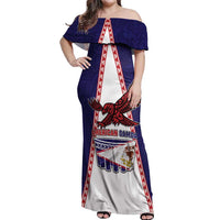 Personalised American Samoa Flag Day Off Shoulder Maxi Dress Flag Style