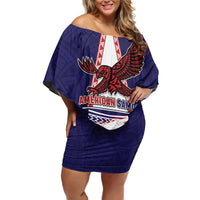 Personalised American Samoa Flag Day Off Shoulder Short Dress Flag Style