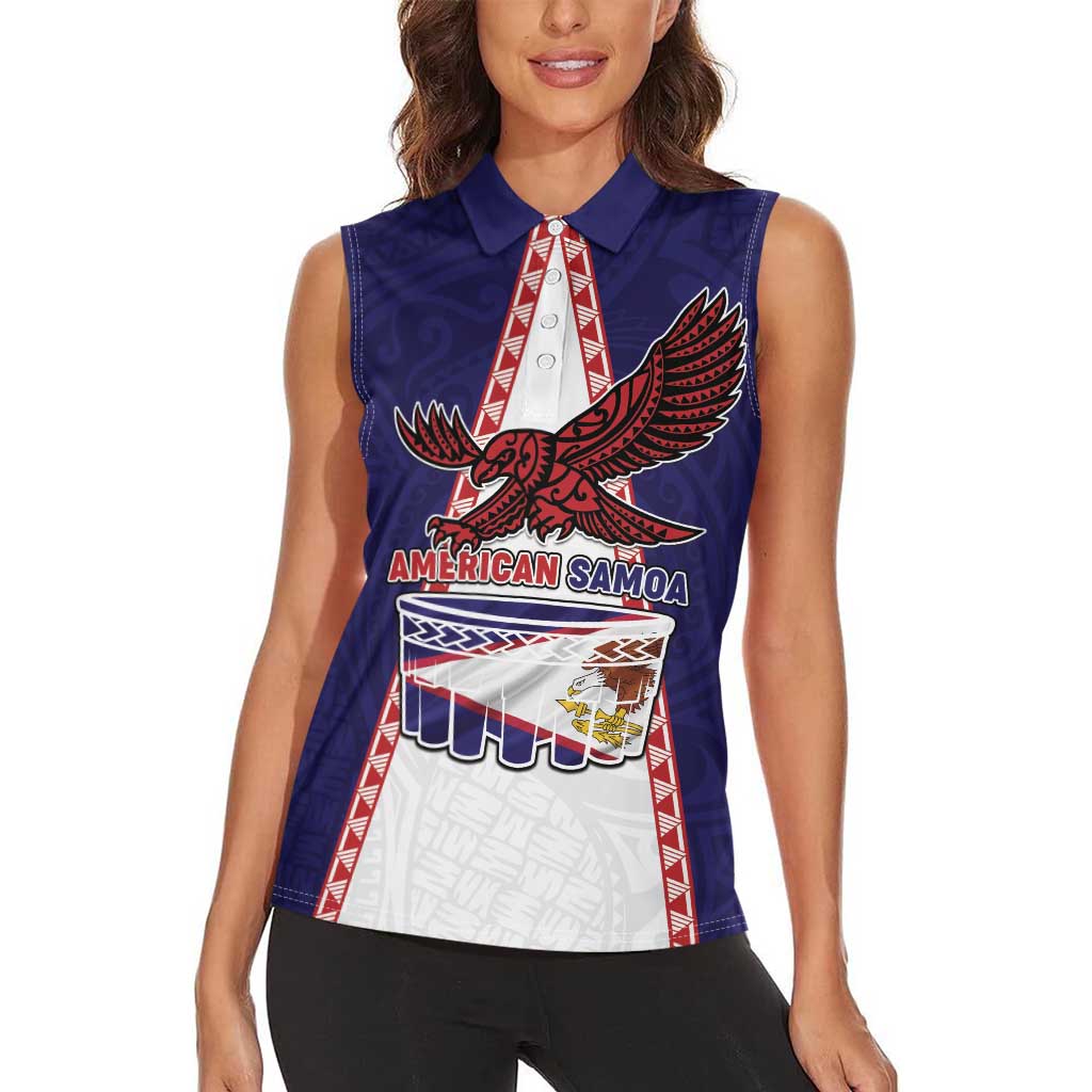 Personalised American Samoa Flag Day Women Sleeveless Polo Shirt Flag Style