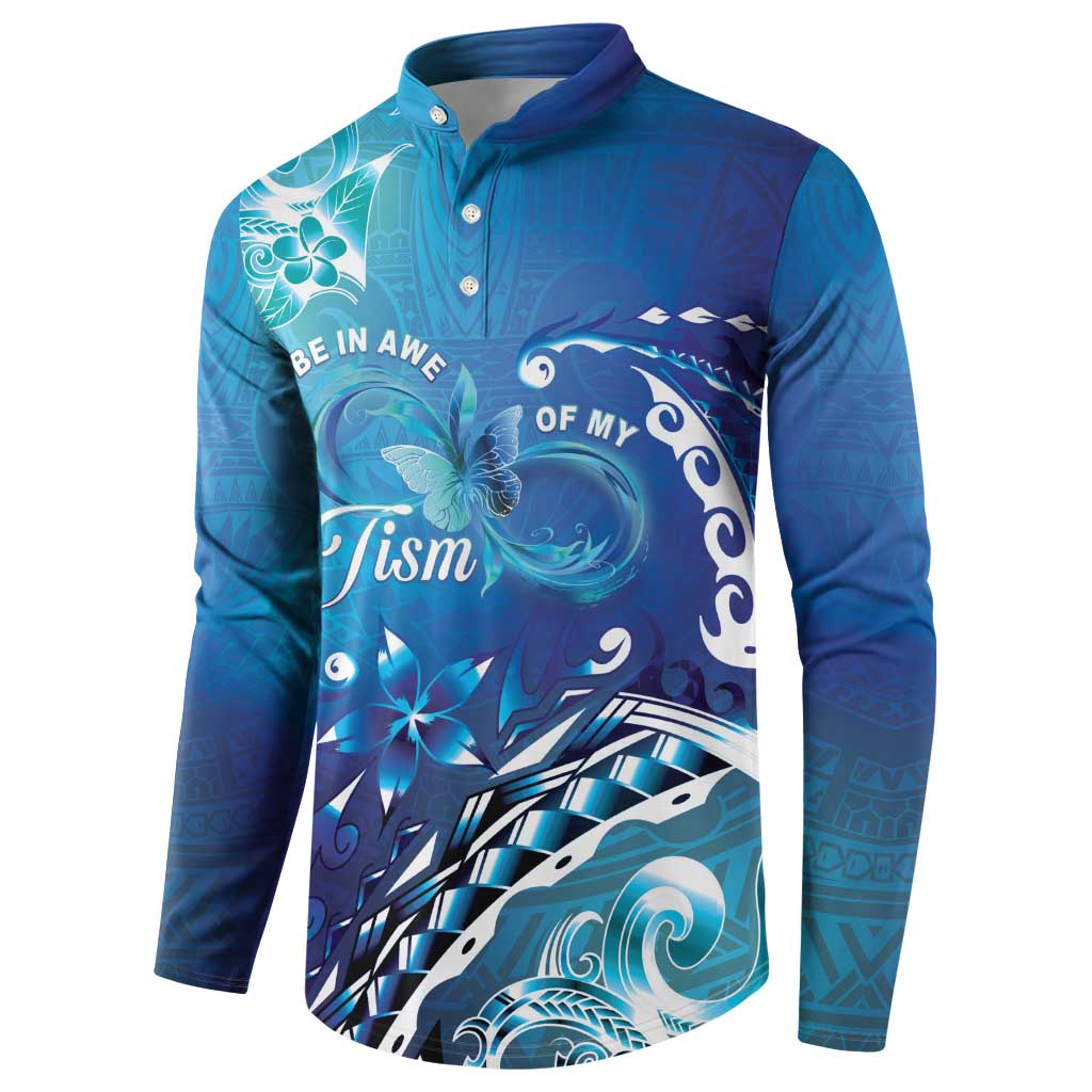 Polynesia Autism Awareness Button Sweatshirt Be In Awe Of My 'Tism