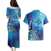 Polynesia Autism Awareness Couples Matching Puletasi and Hawaiian Shirt Be In Awe Of My 'Tism