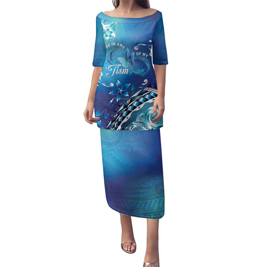 Polynesia Autism Awareness Family Matching Puletasi and Hawaiian Shirt Be In Awe Of My 'Tism