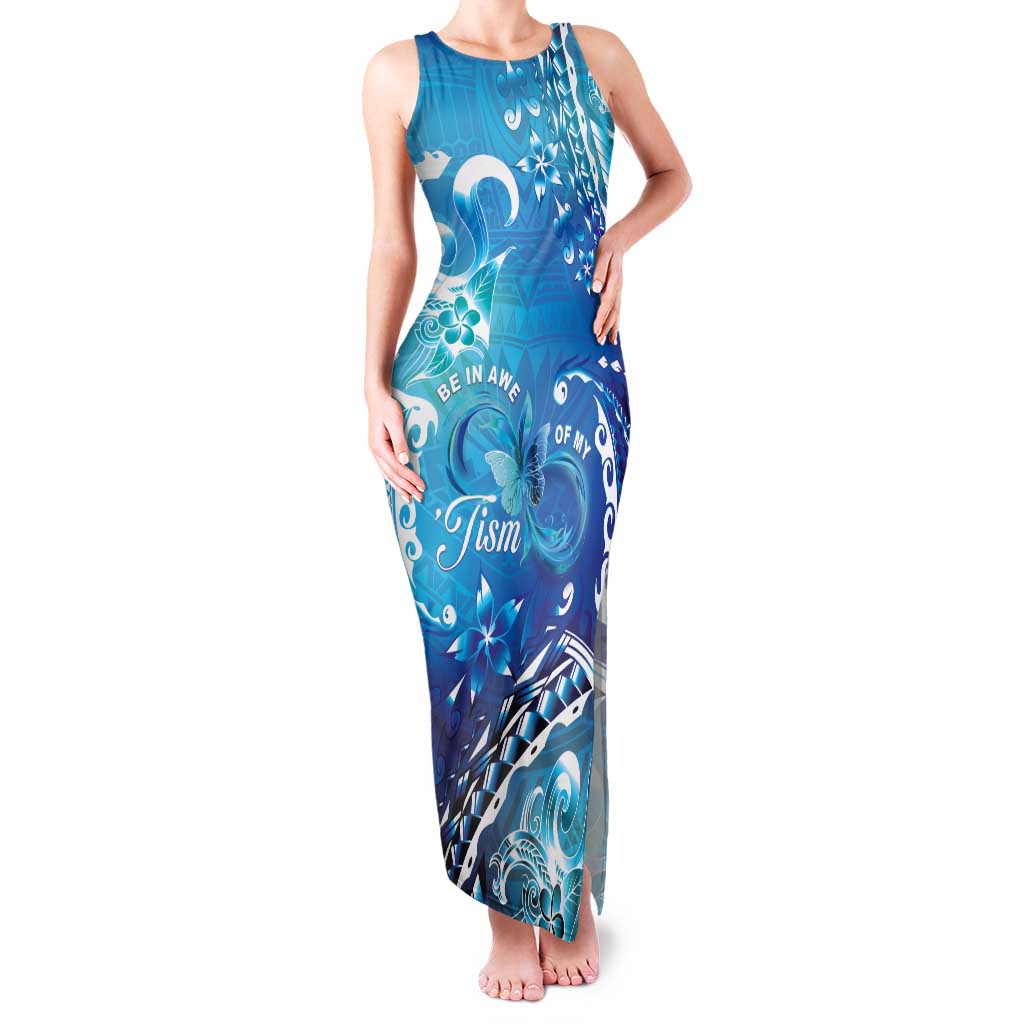 Polynesia Autism Awareness Family Matching Tank Maxi Dress and Hawaiian Shirt Be In Awe Of My 'Tism