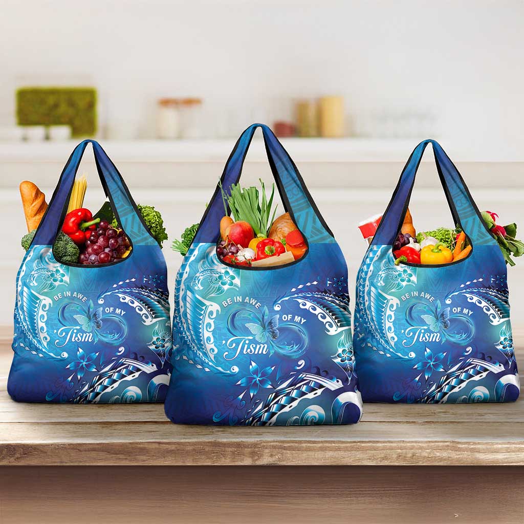 Polynesia Autism Awareness Grocery Bag Be In Awe Of My 'Tism