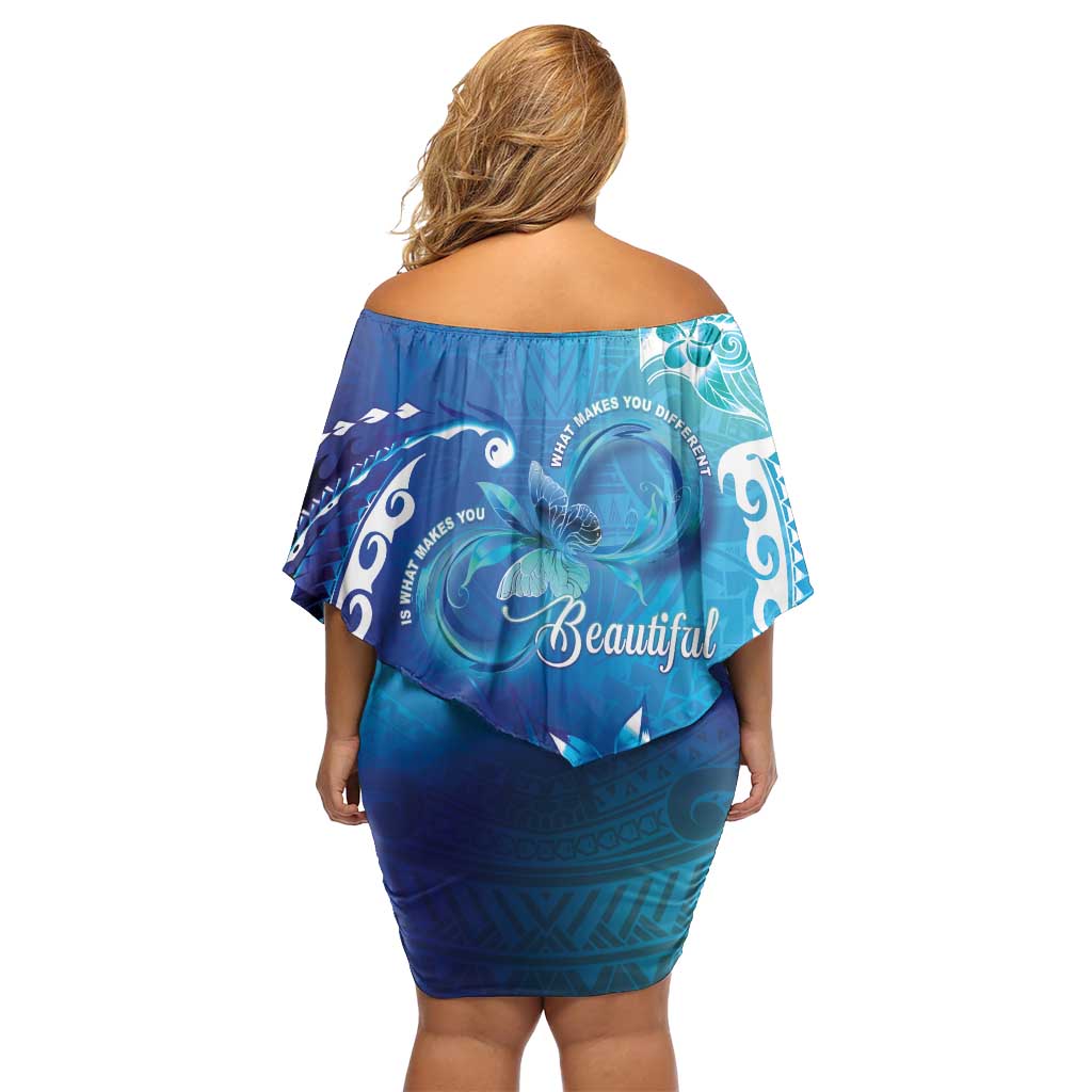 Polynesia Autism Awareness Off Shoulder Short Dress Be In Awe Of My 'Tism