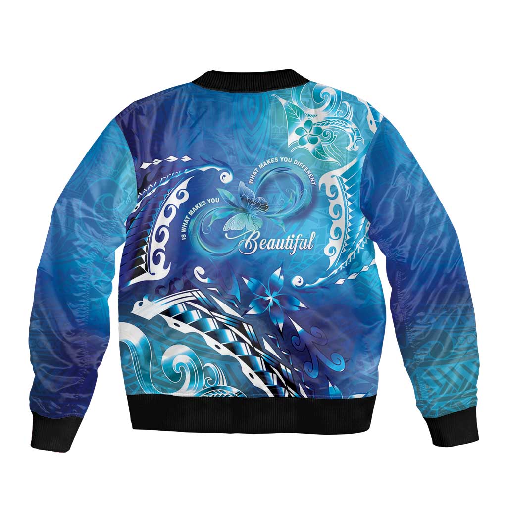 Polynesia Autism Awareness Sleeve Zip Bomber Jacket Be In Awe Of My 'Tism