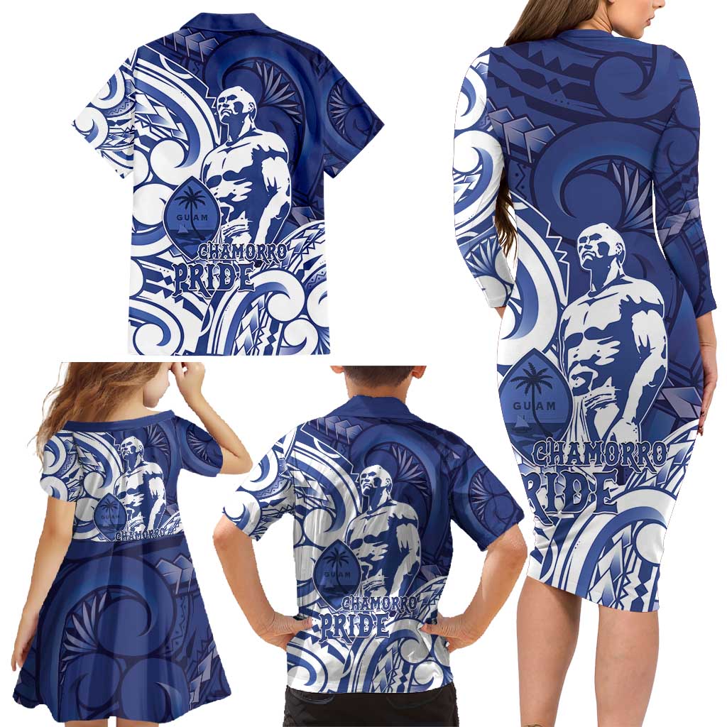 Guam Chief Kepuha Family Matching Long Sleeve Bodycon Dress and Hawaiian Shirt Chamorro Pride LT05 - Polynesian Pride