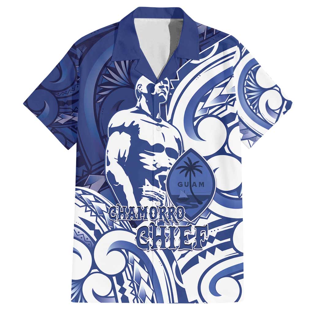 Guam Chief Kepuha Family Matching Long Sleeve Bodycon Dress and Hawaiian Shirt Chamorro Pride LT05 Dad's Shirt - Short Sleeve Blue - Polynesian Pride