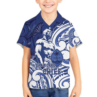 Guam Chief Kepuha Family Matching Long Sleeve Bodycon Dress and Hawaiian Shirt Chamorro Pride LT05 Son's Shirt Blue - Polynesian Pride
