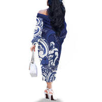 Guam Chief Kepuha Family Matching Off The Shoulder Long Sleeve Dress and Hawaiian Shirt Chamorro Pride