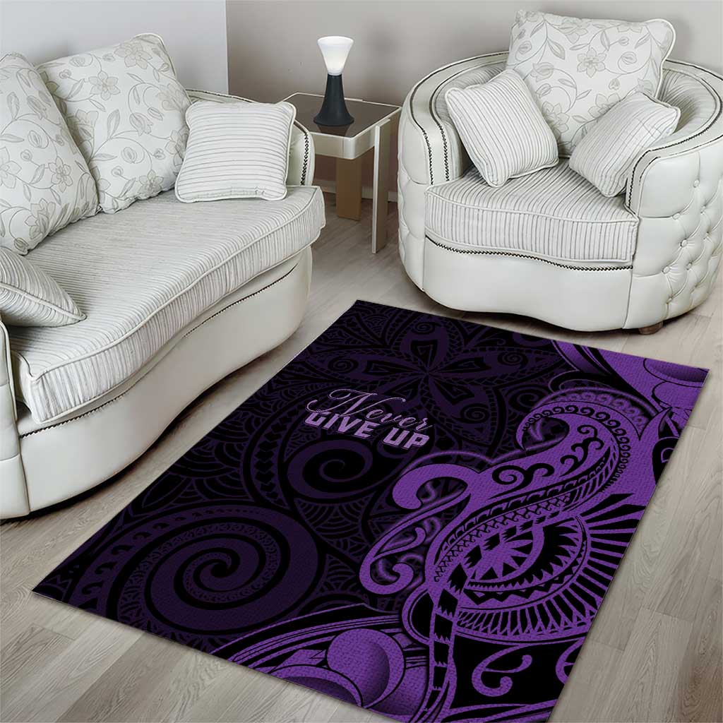 Lupus Warrior Area Rug Never Give Up Polynesian Style