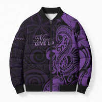 Personalised Lupus Warrior Bomber Puffer Jacket Never Give Up Polynesian Style