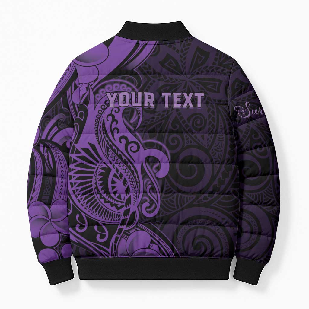 Personalised Lupus Warrior Bomber Puffer Jacket Never Give Up Polynesian Style