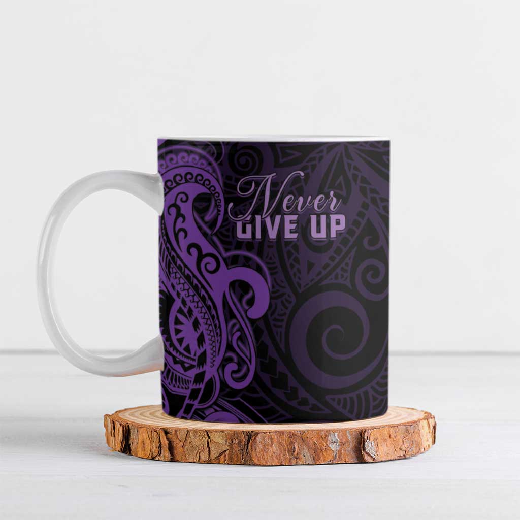 Personalised Lupus Warrior Ceramic Mug Never Give Up Polynesian Style