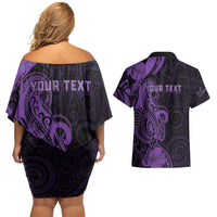 Personalised Lupus Warrior Couples Matching Off Shoulder Short Dress and Hawaiian Shirt Never Give Up Polynesian Style