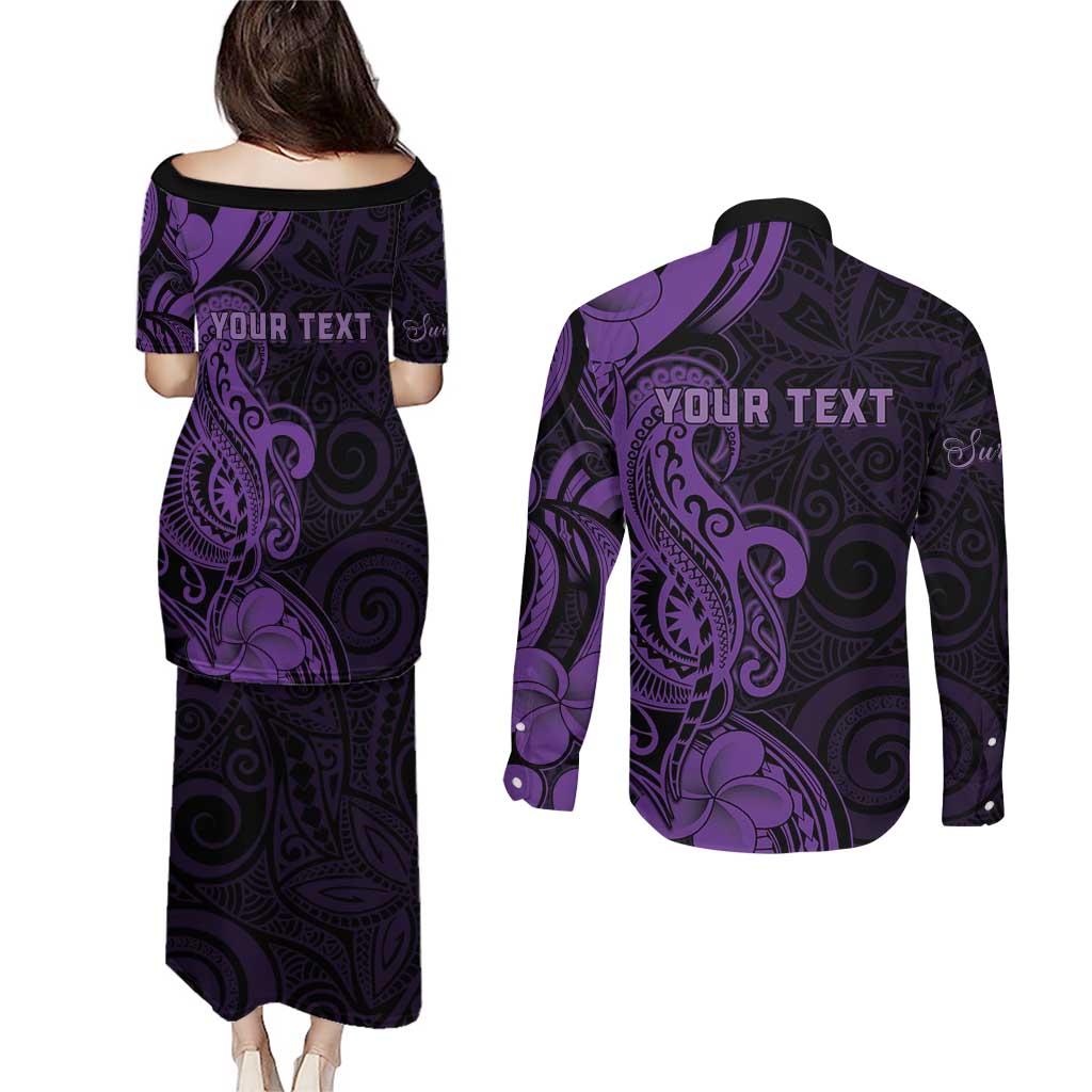 Personalised Lupus Warrior Couples Matching Puletasi and Long Sleeve Button Shirt Never Give Up Polynesian Style