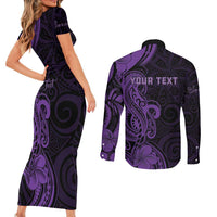 Personalised Lupus Warrior Couples Matching Short Sleeve Bodycon Dress and Long Sleeve Button Shirt Never Give Up Polynesian Style