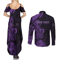 Personalised Lupus Warrior Couples Matching Summer Maxi Dress and Long Sleeve Button Shirt Never Give Up Polynesian Style