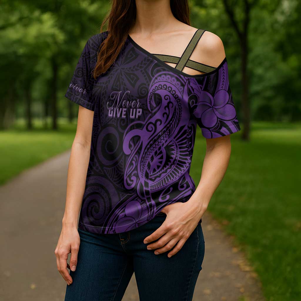 Personalised Lupus Warrior Cross Shoulder Shirt Never Give Up Polynesian Style