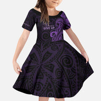 Personalised Lupus Warrior Family Matching Tank Maxi Dress and Hawaiian Shirt Never Give Up Polynesian Style LT05 Daughter's Dress Purple - Polynesian Pride