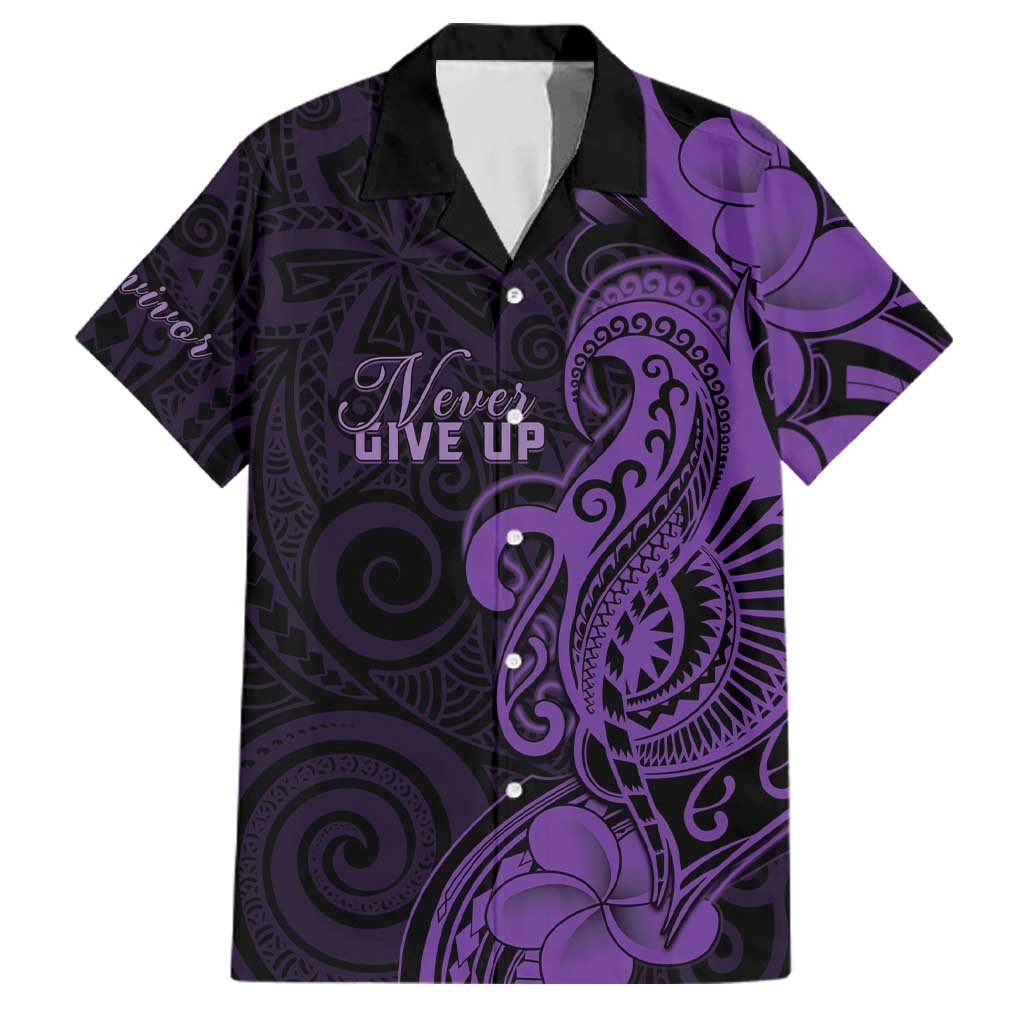 Personalised Lupus Warrior Family Matching Tank Maxi Dress and Hawaiian Shirt Never Give Up Polynesian Style LT05 Dad's Shirt - Short Sleeve Purple - Polynesian Pride