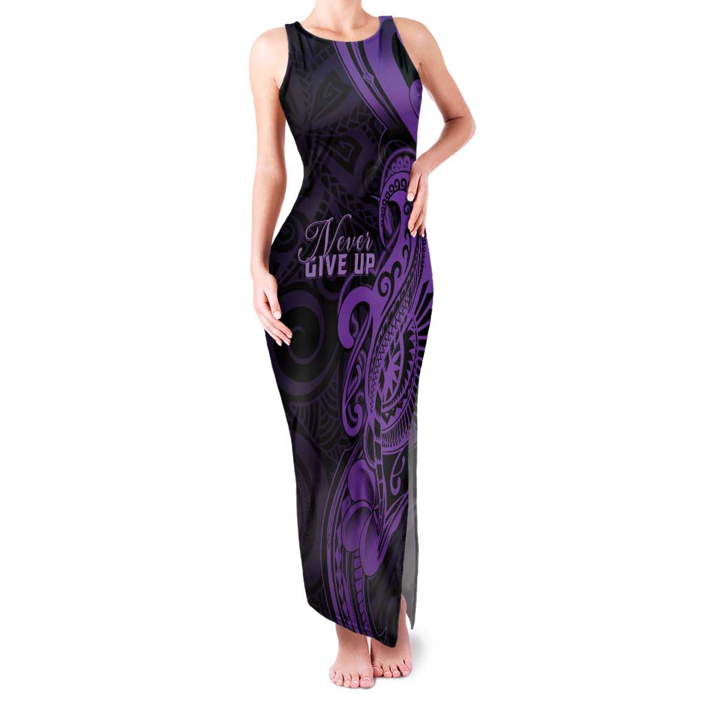 Personalised Lupus Warrior Family Matching Tank Maxi Dress and Hawaiian Shirt Never Give Up Polynesian Style LT05 Mom's Dress Purple - Polynesian Pride