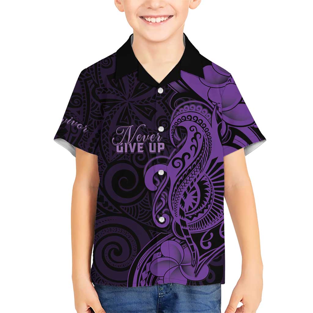 Personalised Lupus Warrior Family Matching Tank Maxi Dress and Hawaiian Shirt Never Give Up Polynesian Style LT05 Son's Shirt Purple - Polynesian Pride