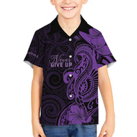 Personalised Lupus Warrior Family Matching Tank Maxi Dress and Hawaiian Shirt Never Give Up Polynesian Style LT05 Son's Shirt Purple - Polynesian Pride