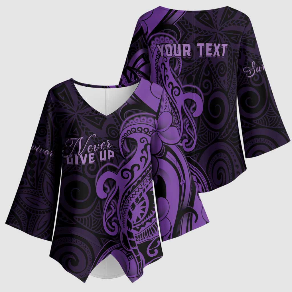 Personalised Lupus Warrior Kimono Sleeve Blouse Never Give Up Polynesian Style