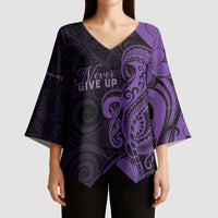 Personalised Lupus Warrior Kimono Sleeve Blouse Never Give Up Polynesian Style