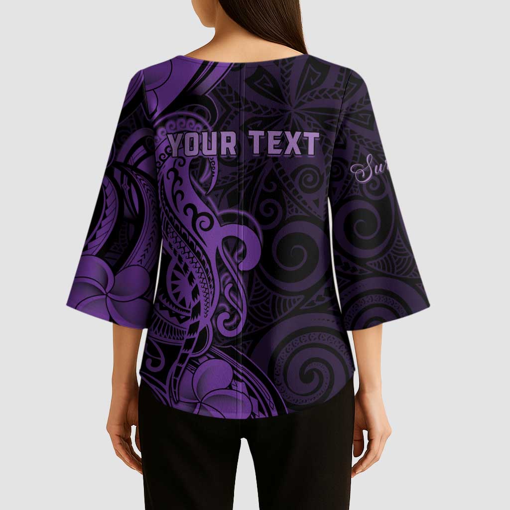 Personalised Lupus Warrior Kimono Sleeve Blouse Never Give Up Polynesian Style