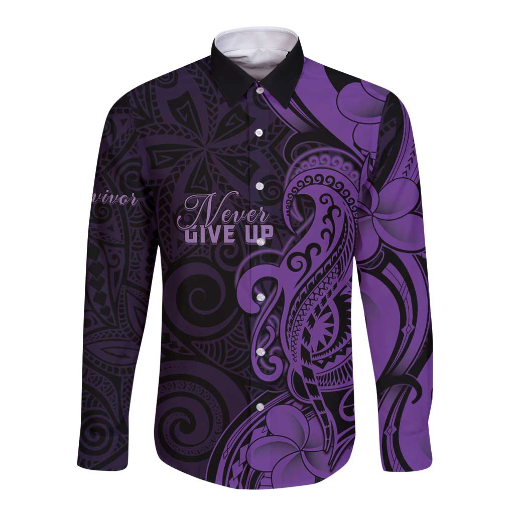 Personalised Lupus Warrior Long Sleeve Button Shirt Never Give Up Polynesian Style
