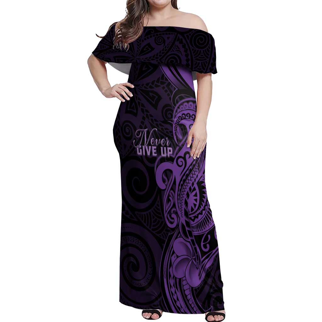 Personalised Lupus Warrior Off Shoulder Maxi Dress Never Give Up Polynesian Style