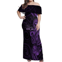 Personalised Lupus Warrior Off Shoulder Maxi Dress Never Give Up Polynesian Style
