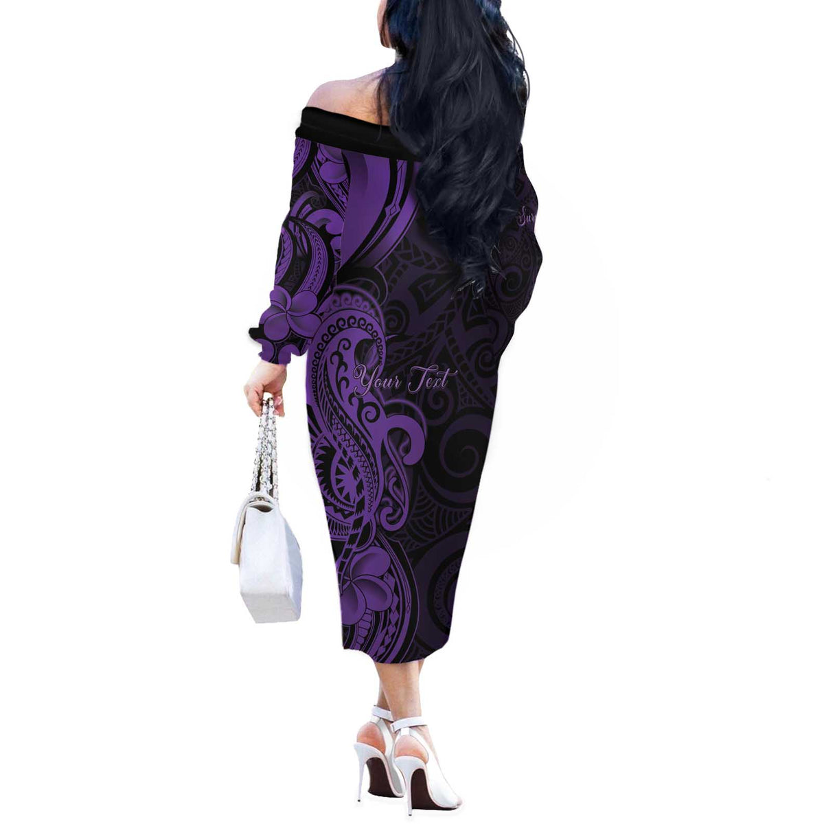 Personalised Lupus Warrior Off The Shoulder Long Sleeve Dress Never Give Up Polynesian Style