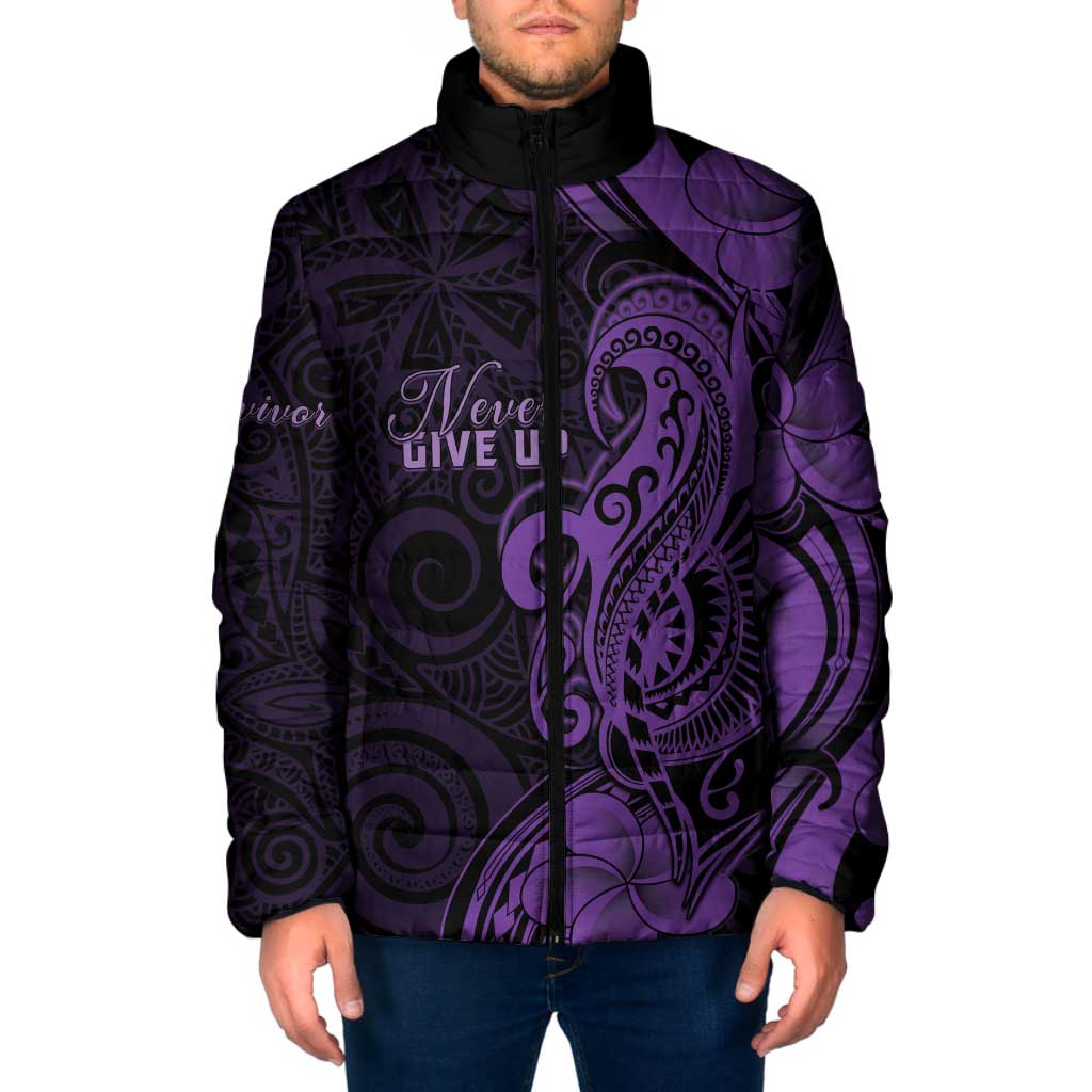 Personalised Lupus Warrior Padded Jacket Never Give Up Polynesian Style